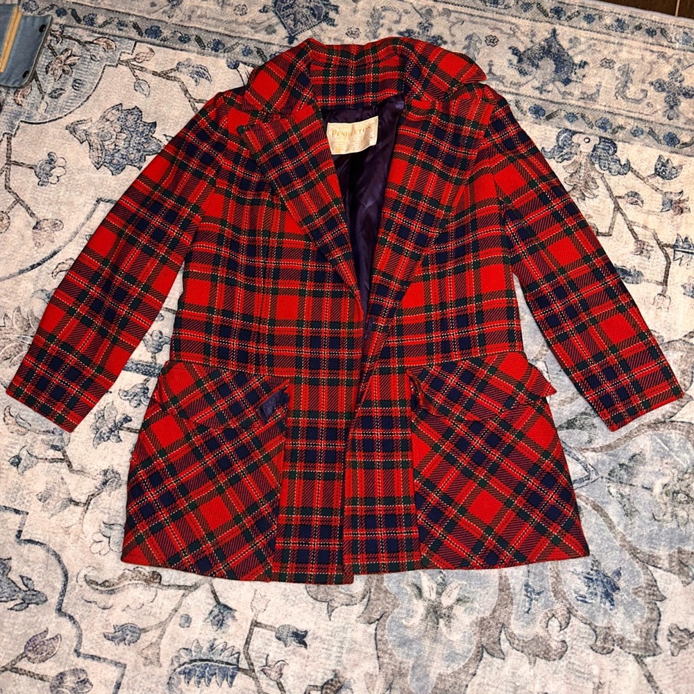 Pendleton Vibrant Red and Black Checkered Coat